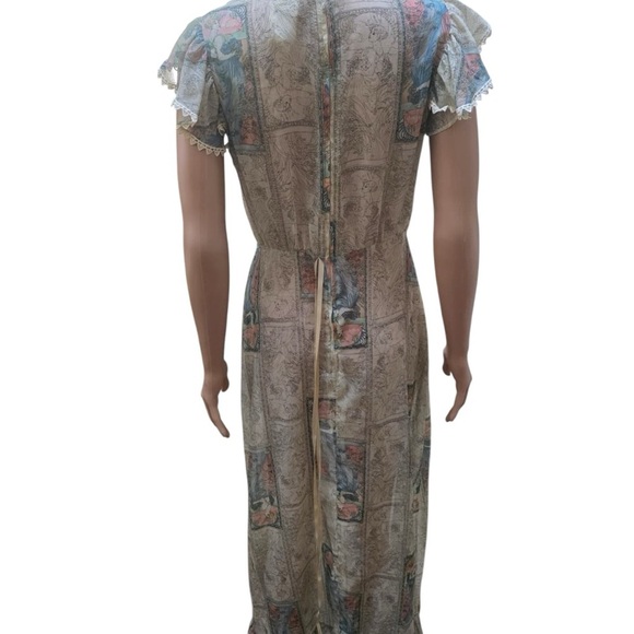Vintage NancyB 1970 art print Prairie Maxi Dress: boho prairie Victorian Revival - Picture 4 of 8